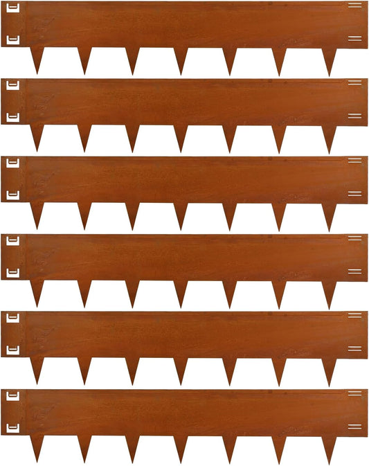 Cor-Ten Steel Landscape Edging 40 Inch Strips, 10-Inch Depth Metal Landscape Edging, 6-Pack Metal Garden Edging with Gloves, Bendable Rust Edging for Landscaping