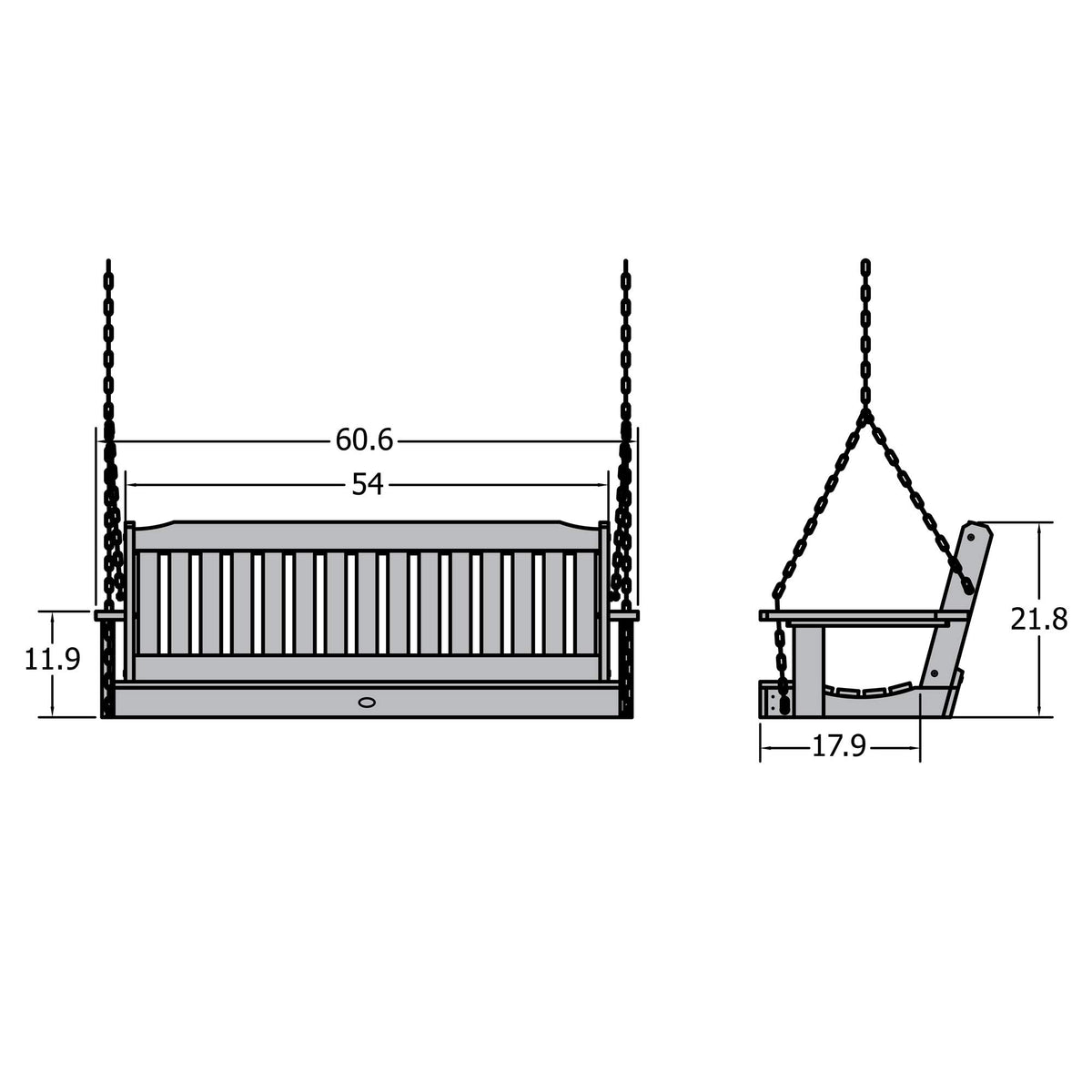 AD-PORL1-BKE Lehigh Porch Swing, 5 Feet, Black (Black)