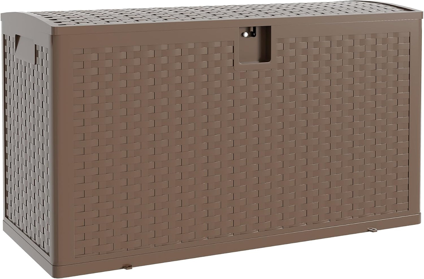 99Gallon Brown Resin Deck Box, Outdoor Storage Box Waterproof Lockable, Patio Deck Box For Package Delivery, Outside Storage Box Container for Furniture Cushions, Garden Tools, Pool Accessories