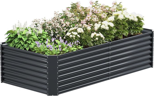 FRIZIONE 6FT(L)×3FT(W)×2FT(H) Raised Garden Bed Outdoor for Flower, Garden Planter Box for Vegetable, Raised Garden Beds for Herb, Succulent, Dark Gray