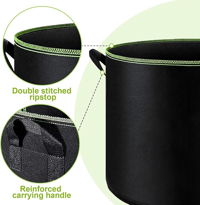 6-Pack 7 Gallon Grow Bags - 300G Heavy Duty Aeration Fabric Pots with Handles,Thickened Nonwoven Planter Bags for Vegetables Flowers Fruits