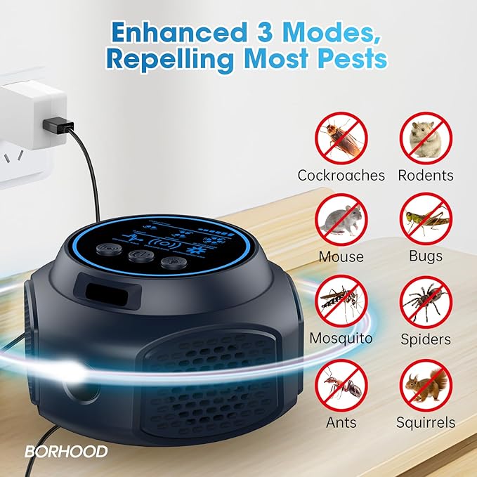 Ultrasonic Pest Repellent Plug in Indoor Mouse Traps for Home, Mouse Repellent Ultrasonic Device, Rodent Repeller Ultrasonic Plug in Pest Control for Rat Mice Roach Spider Ant Bug Squirrel