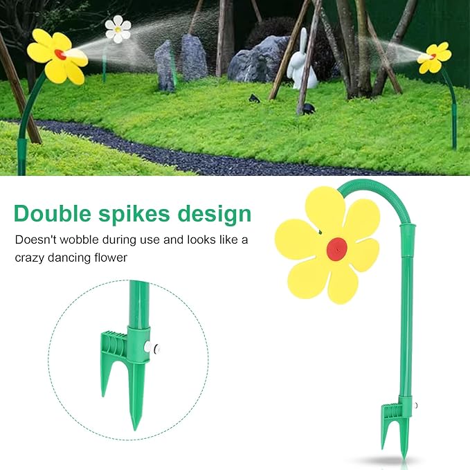 Crazy Daisy Sprinkler, Crazy Dancing Flower Water Sprinkler, Funny Sun Flower Dancing Daisy Lawn Sprinkler, for Yard Watering Dogs Kids Playing, Garden Sprinklers