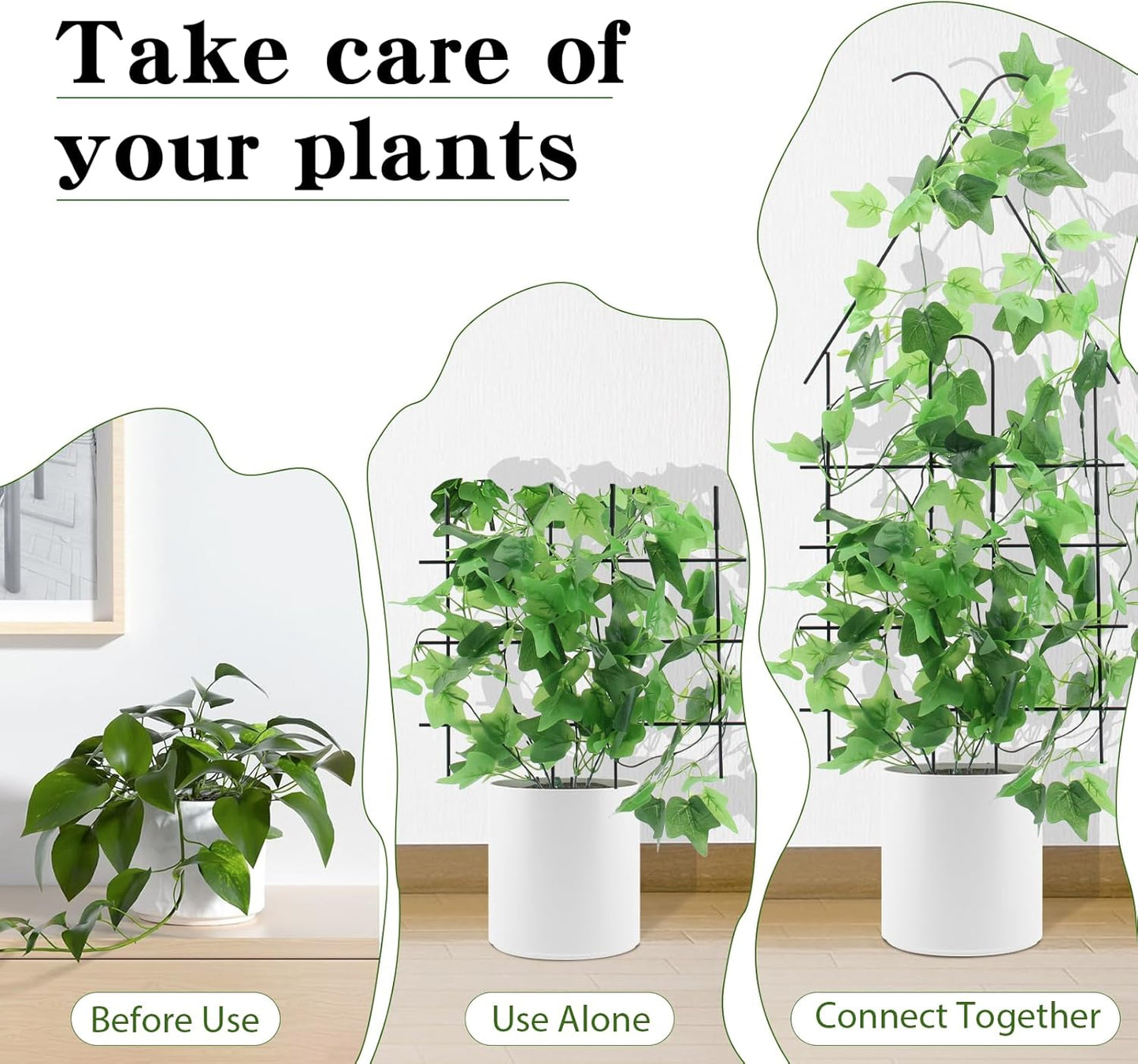 ZOUTOG Trellis for Climbing Plants Indoor 4 Pack 30 Inch,Rustproof Metal Garden Trellis for Potted Plants,Houseplant Support Indoor Outdoor for Ivy Pothos Monstera Hoya Flower Vines(House Shape)