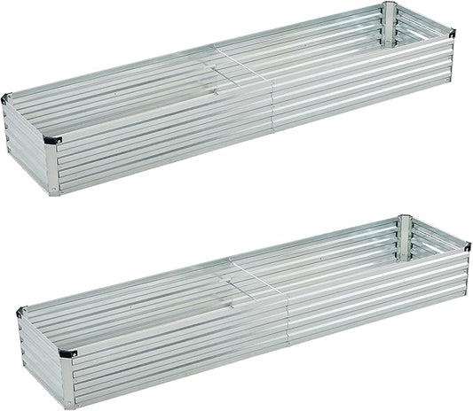 6x1.5x1ft(2 Pack) Galvanized Raised Garden Bed,Outdoor Planter Box Metal Patio Kit Planting Bed for Vegetables Flowers Herb,Silver