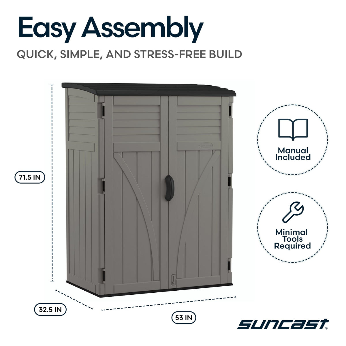 54 Cu Ft Medium Vertical Storage Shed (Stoney)
