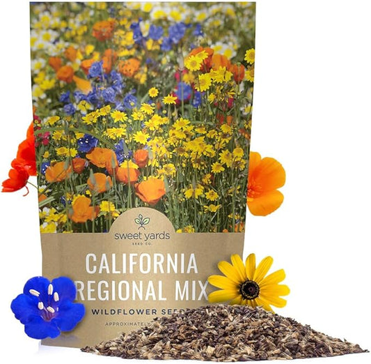 California Natives Mix - Bulk 1 Pound Bag - Over 120,000 Native Seeds - Open Pollinated and Non GMO