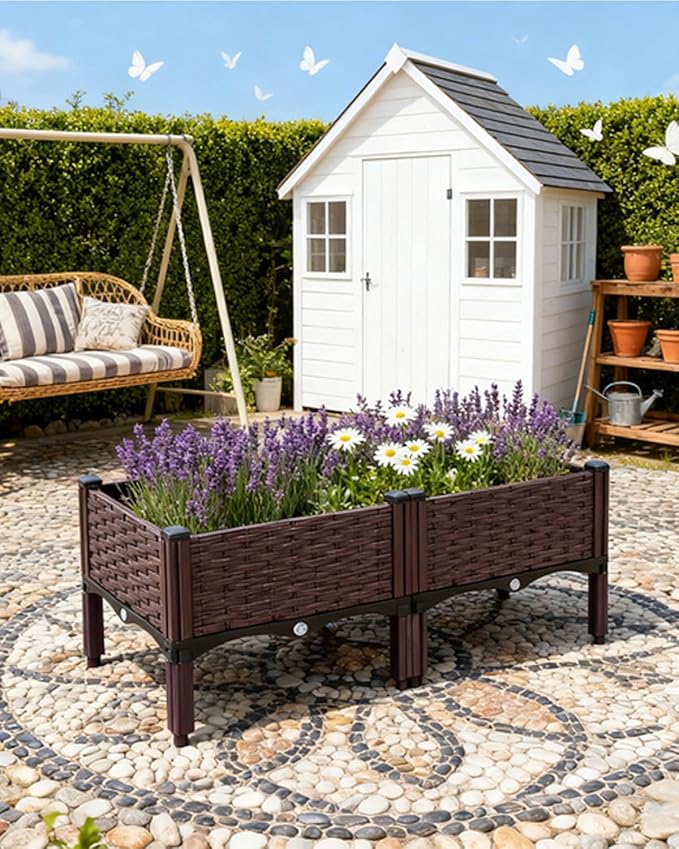 zeng Raised Garden Bed Planter, Elevated Planter Box, Vegetable Garden for Backyard, Patio, Balcony