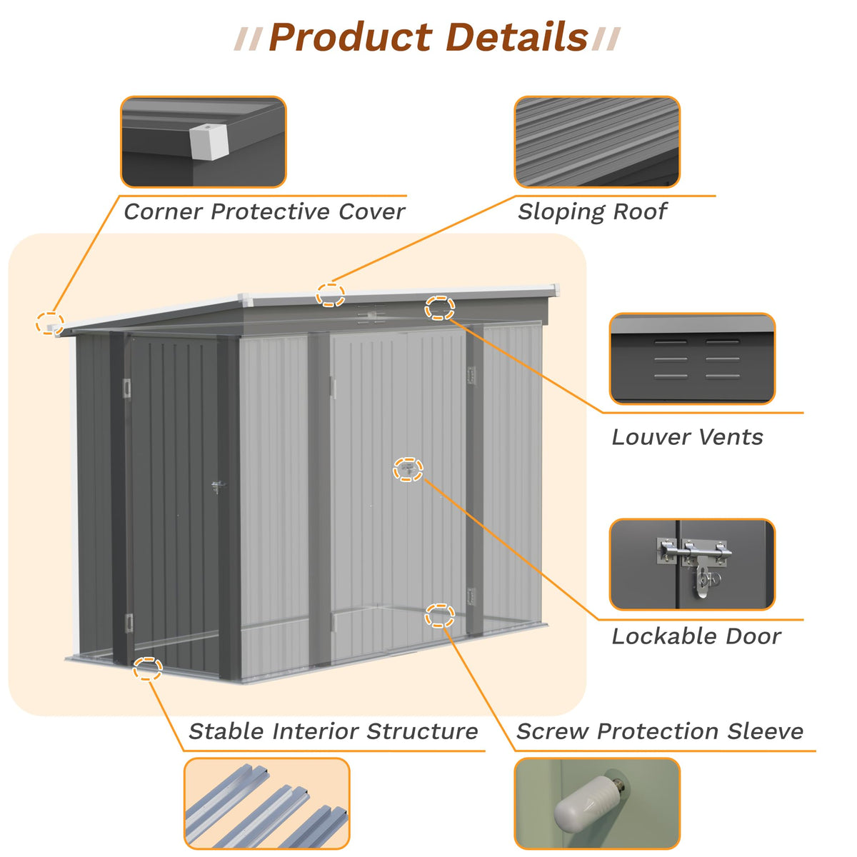 8x4FT Outdoor Storage Shed (8x4 / Black)
