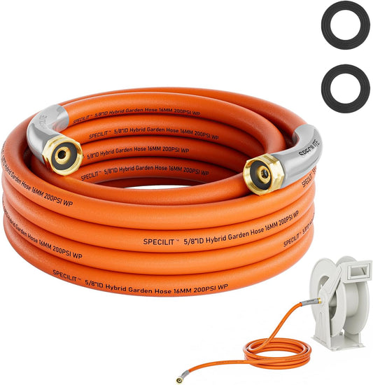 Garden Water Hose 15 ft x 5/8 in with Female to Female Connector, Small Leader Hose for Hose Reel, Heavy Duty, Flexible & Lightweight, Water Pipe, Outdoor Water Hose Extension Adapter
