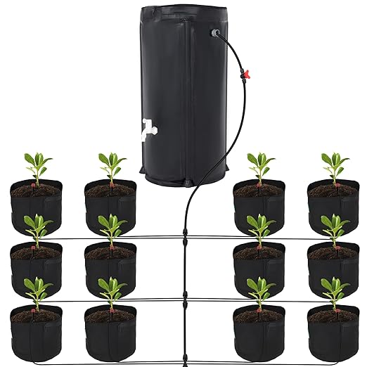 Self Watering System Kits for Plants, with 13 Gallon Bucket and 25W Water Pump, Automatic Watering System for Indoor and Outdoor for Grow Tent, Greenhouse, Lawn