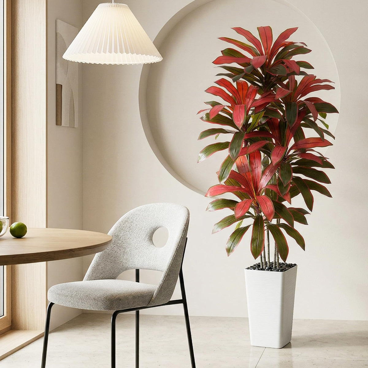 Artificial Dracaena Tree (Burgundy – White Pot / 5FT)