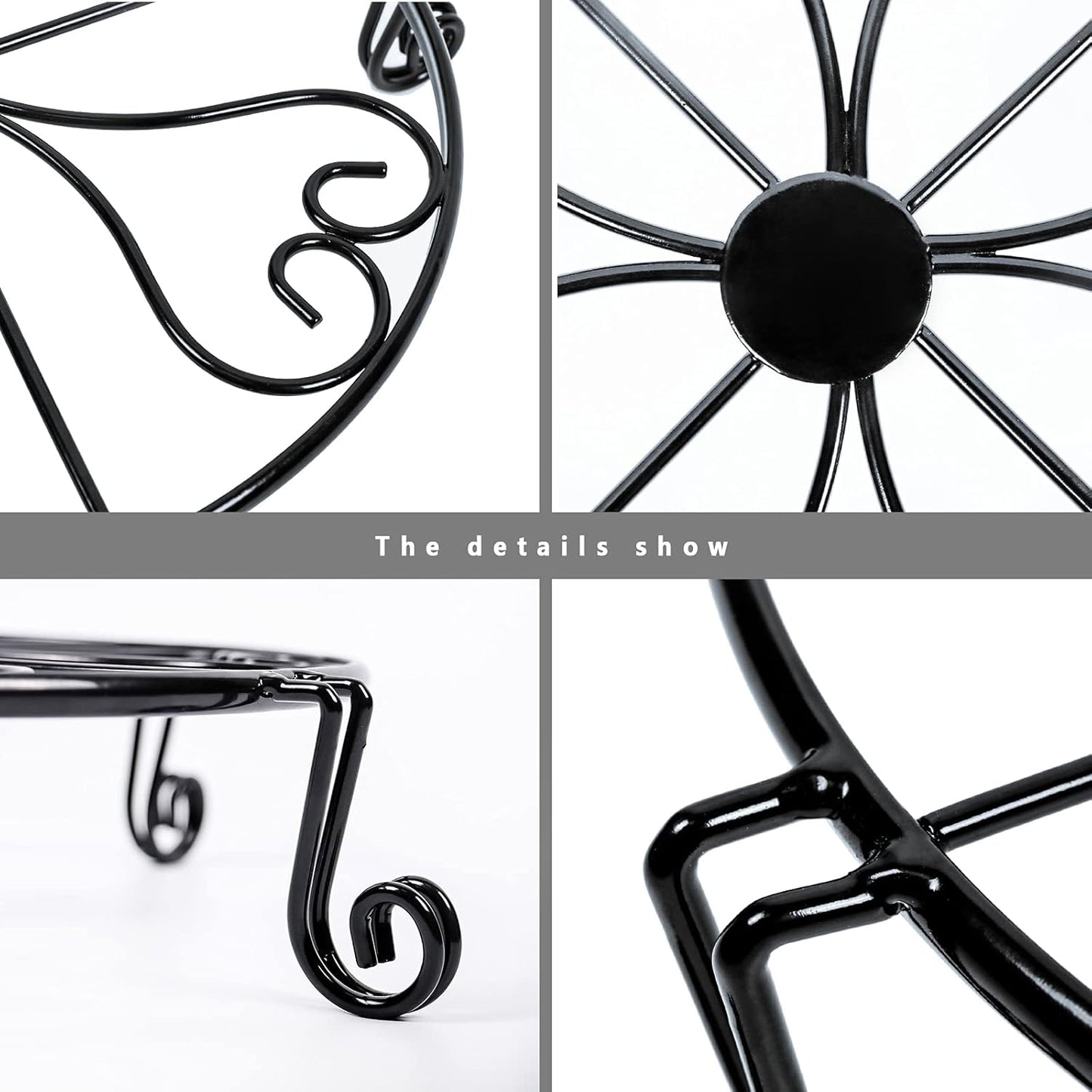 1 pack 10"-12" Metal Plant Stand Outdoor, for Flower Pot Heavy Duty Potted Holder Round Wrought Rustproof Iron Planter Stand, plant Stands Indoor Clearance and Outdoor patio - 10 Inches Black