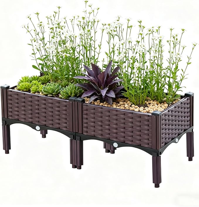 zeng Raised Garden Bed Planter, Elevated Planter Box, Vegetable Garden for Backyard, Patio, Balcony