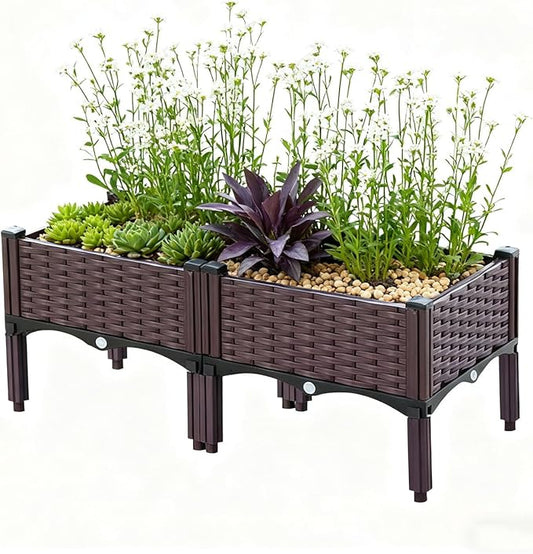zeng Raised Garden Bed Planter, Elevated Planter Box, Vegetable Garden for Backyard, Patio, Balcony