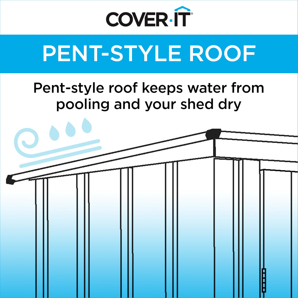 Cover It 6' x 4' Galvanized Steel Outdoor Storage Shed with Pent Roof and Lockable Sliding Doors