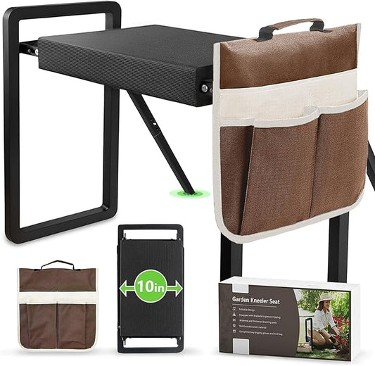 seasky Foldable Garden Kneeler and Seat, Anti-Tipping Gardening Bench Widened Thick Soft Kneeling Pad，Heavy Duty Gardening Stool with Garden Tool Bag, Gardening Gift for Women(Without Gloves)