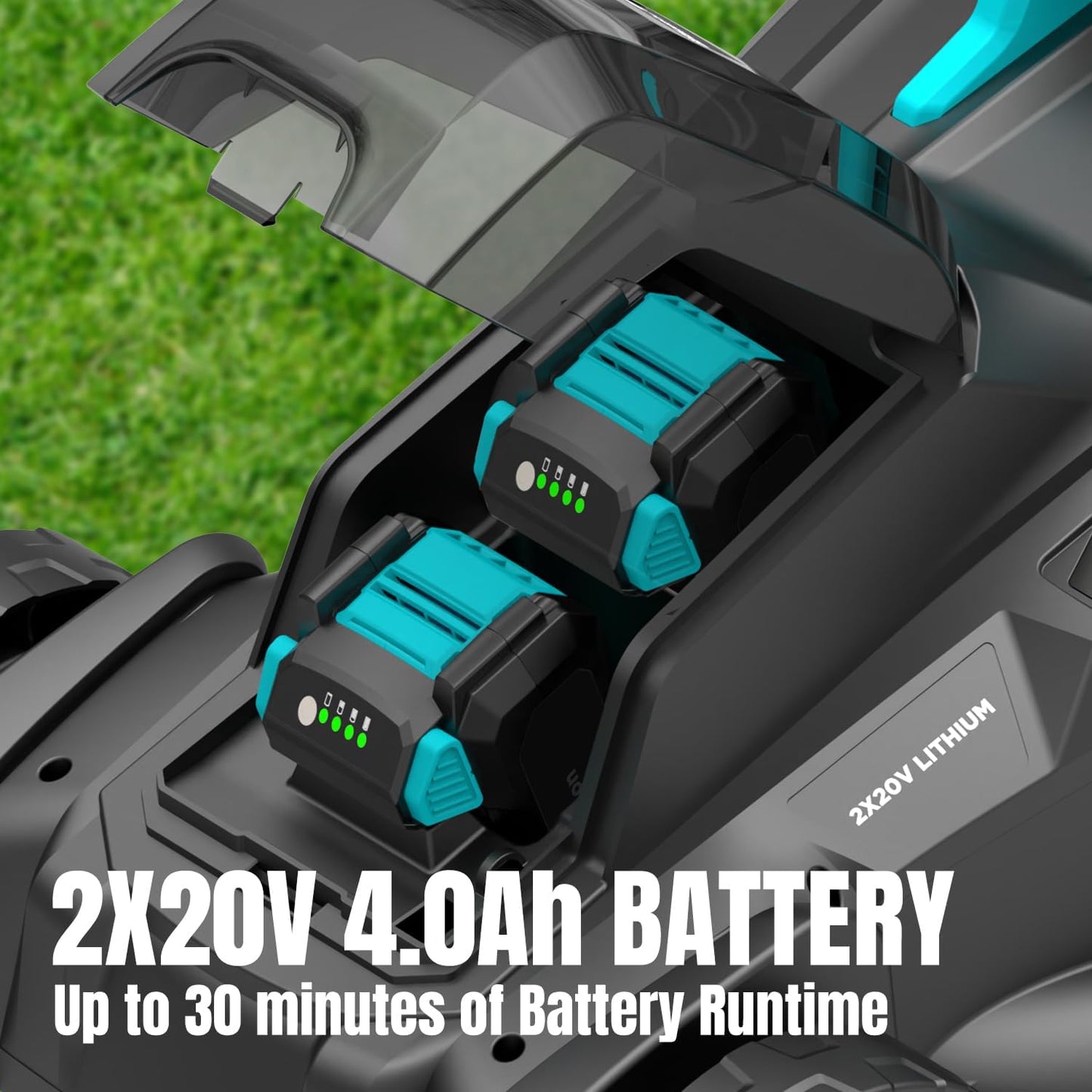 Electric Lawn Mower Cordless, 2x20V 16 inch Push Lawn Mower with 6-Position Cutting Height Adjustment, 2x4.0Ah Battery & Dual Charger Included