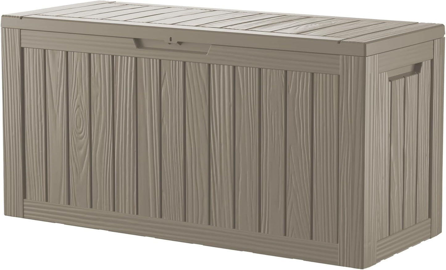 80 Gallon Deck Box, Resin Outdoor Indoor Waterproof Storage Box, Lockable Storage Box With Handle for Patio Furniture - Garden Tools - Swimming Pool Tools UV-Resistant, Brown