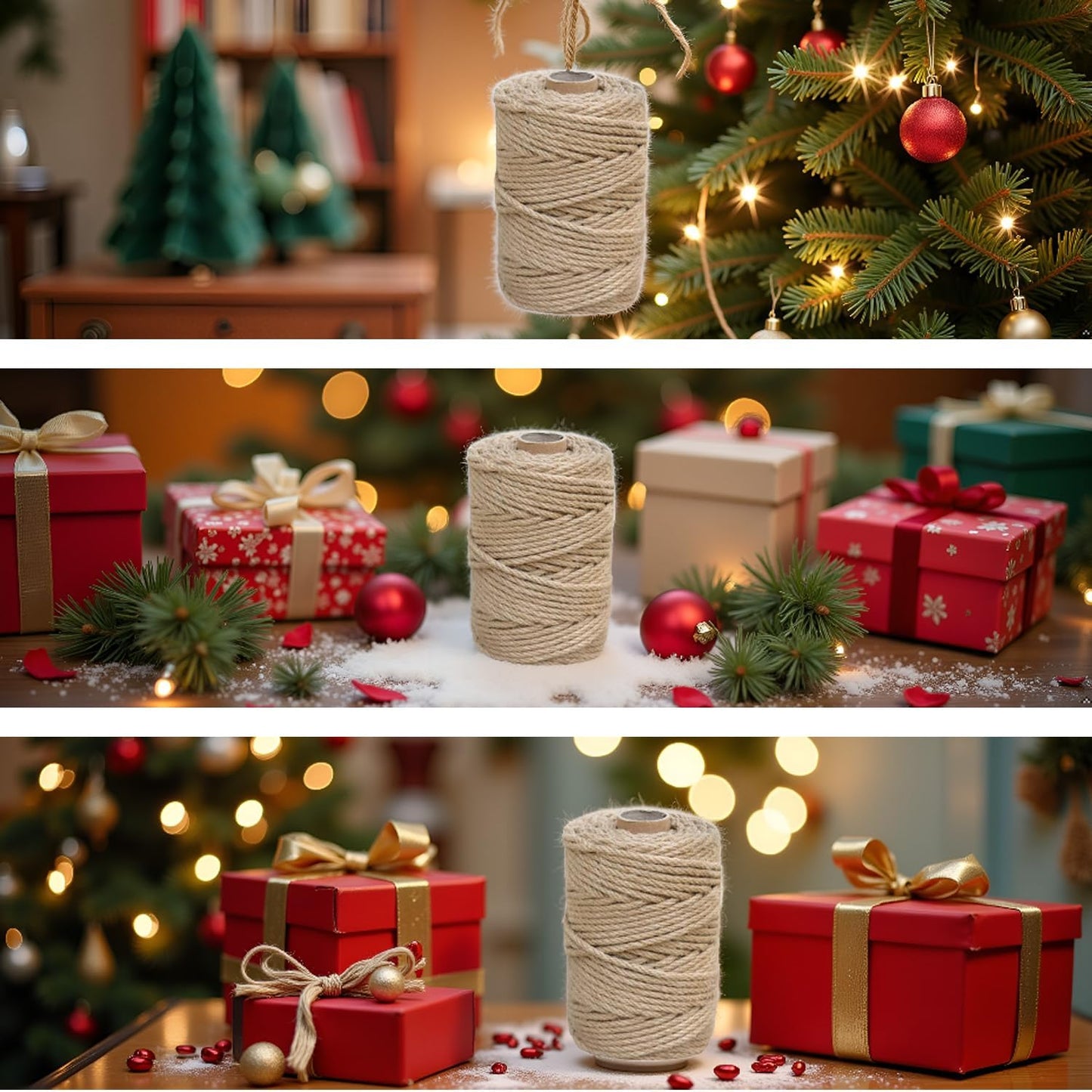 1/4 in (6 mm) X 328 Ft (100 Meters) Jute Twine Rope String for Home Decorating, Cat Scratcher Post Tree, DIY Arts Crafts, Garden, Binding, Packing Material