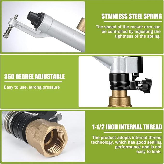 1.5" Agricultural Irrigation Spray Gun, Long Range Water Irrigation Spray Tool Kit with Replacement Nozzle, 360 Degree Adjustable, for Garden Farm Lawn Orchards, Tea Gardens