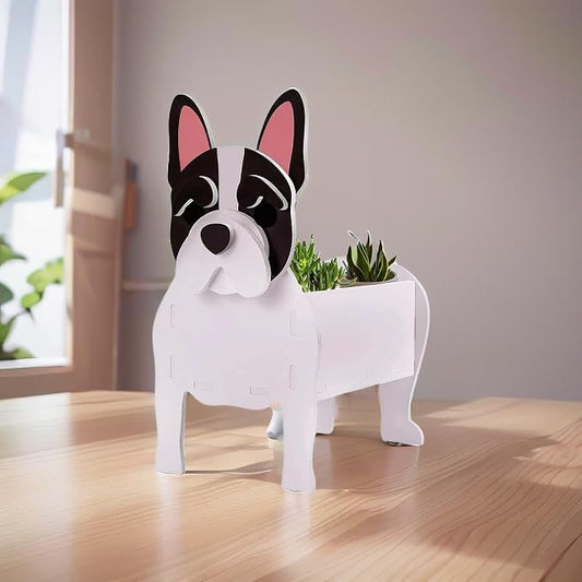 Small French Bulldog Dog Planter Plant Pots, Animal Shaped Planter Pot, Premium Garden Succulent Plant Pots Cute Dog Design, Storage Container Planters for Indoor Plants 9.8 x 6.3 inch