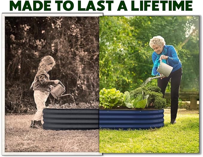 Plant & Plot Galvanized Raised Garden Beds Outdoor // 4×2×1 ft (2-Pack) Planter Raised Beds for Gardening, Vegetables, Flowers // Large Metal Garden Box // Patented Tool-Free Design (Navy)