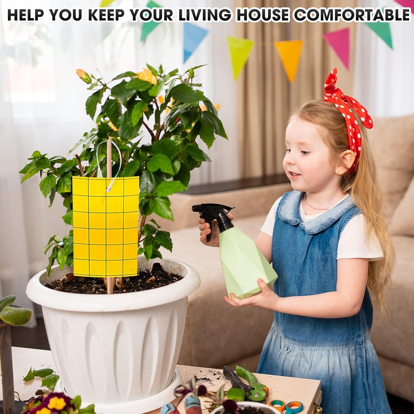 200 Pcs Dual Side Sticky Fruit Fly Trap with Tie, Yellow Traps for Gnats, 3 * 5 Inch Plant Sticky Trap for Flying Insect Fungus Bugs Catcher for Indoor Outdoor