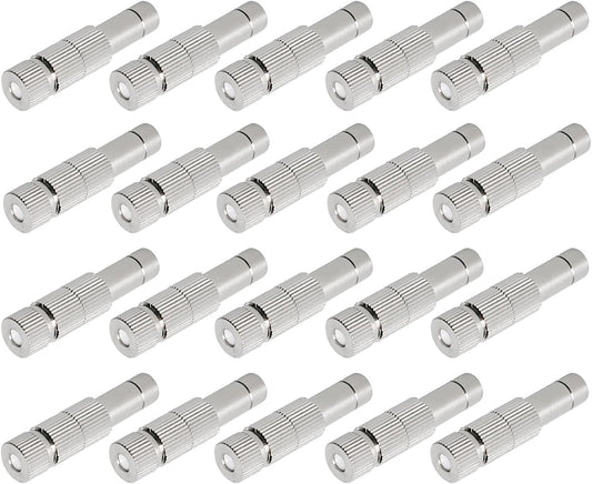 20pcs Brass Mister Nozzles, 6mm Misting Nozzles for Outdoor Cooling System, Landscaping, Air Humidification, Greenhouse Irrigation (with Filter, 0.004"/0.1mm Orifice)