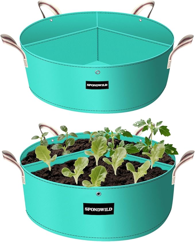2 Pack 15 Gallon 3 Compartment Potato Grow Bag,Vegetable Growing BagThickened PE Garden Pots with Drainage Holes Branch-Binding Holes, Reusable Plant Bag for Vegetables、Flowers