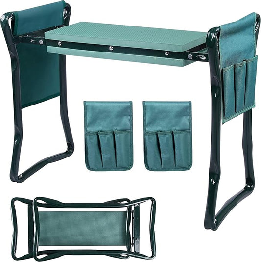 Garden Kneeler and Seat Bench Foldable Stools with 2 Tool Pouches Garden Bench Outdoor Portable Kneeler for Gardening 330 lb Large Loading Capacity (B) (A1)