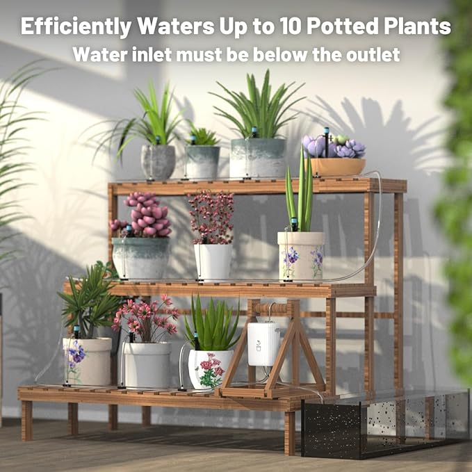 Automatic Plant Watering Devices for Indoor/Outdoor, GreenVation 2.4GHz WiFi Sprinkler Timer Self Watering System for Potted Plants, Smart Auto Drip Irrigation Kit for Garden (10 Zone)