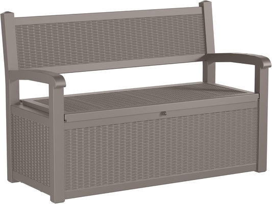 80 Gallon Outdoor Storage Bench Deck Box Waterproof Lockable,Outdoor Storage Furniture for Patio,Garden and Cushions(Gray)