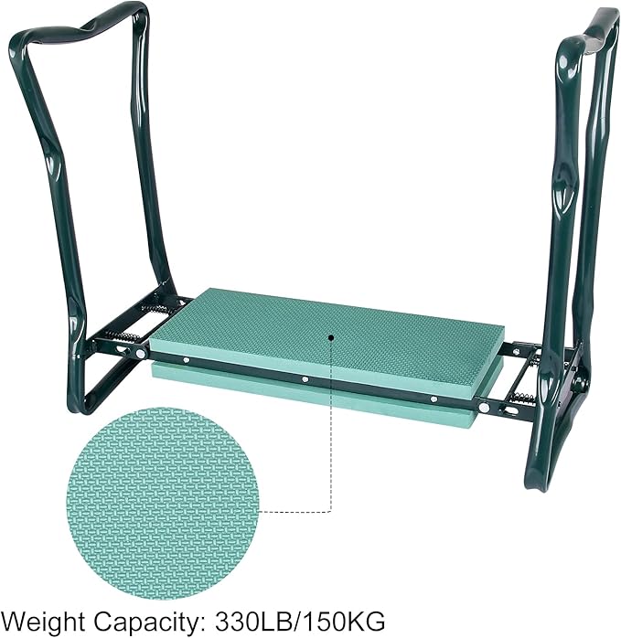 2 in 1 Garden Kneeler and Seat Bench Foldable Stools with 2 Tool Pouches EVA Foam Pad, Perfect Gardening Gifts for Parent Gardener Elderly