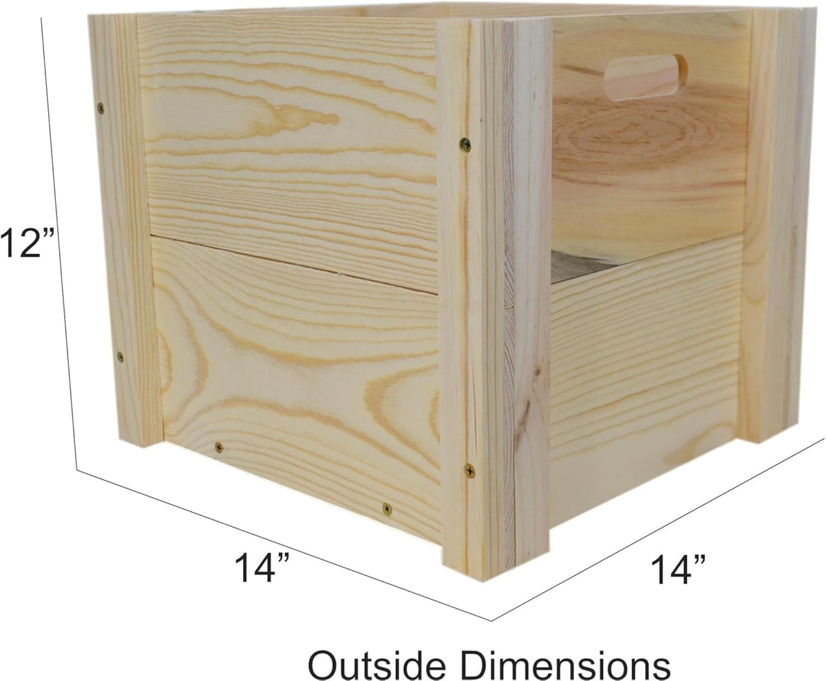 Natural Pine Wooden Plant Box 14 x 14 x 12 Inches Outside Dimensions