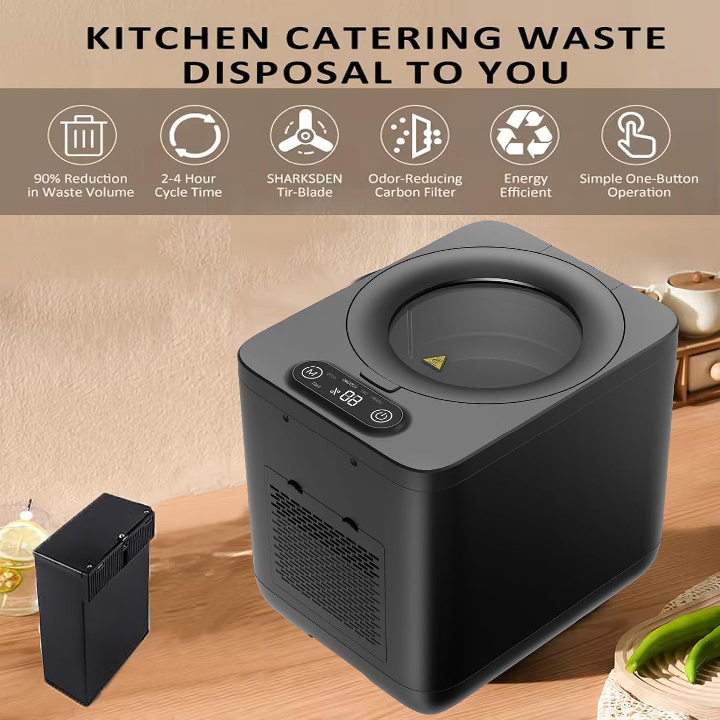 CREATIVECHEF Composter | 3.8L Electric Compost Bin for Kitchen | Upgraded New Generation Blades Auto Food Cycle Compost Machine | Turn Food Waste and Scraps into Dry Compost Fertilizer for Plants