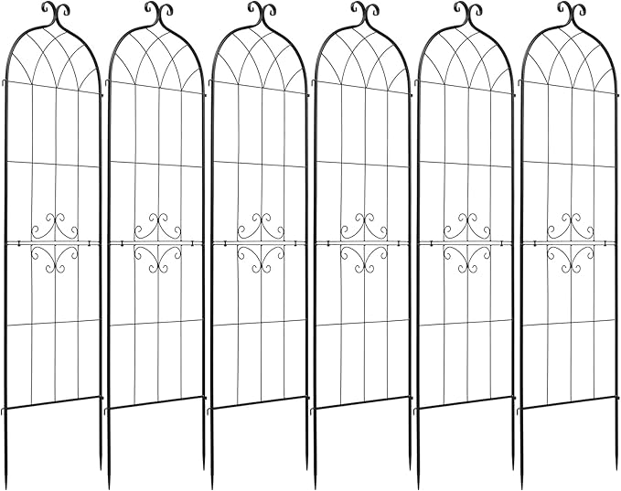 VEVOR 6 Packs Metal Garden Trellis for Climbing Plants Outdoor 71x20in, Rustproof Plant Tall Trellis for Rose Vine Flowers and Vegetables