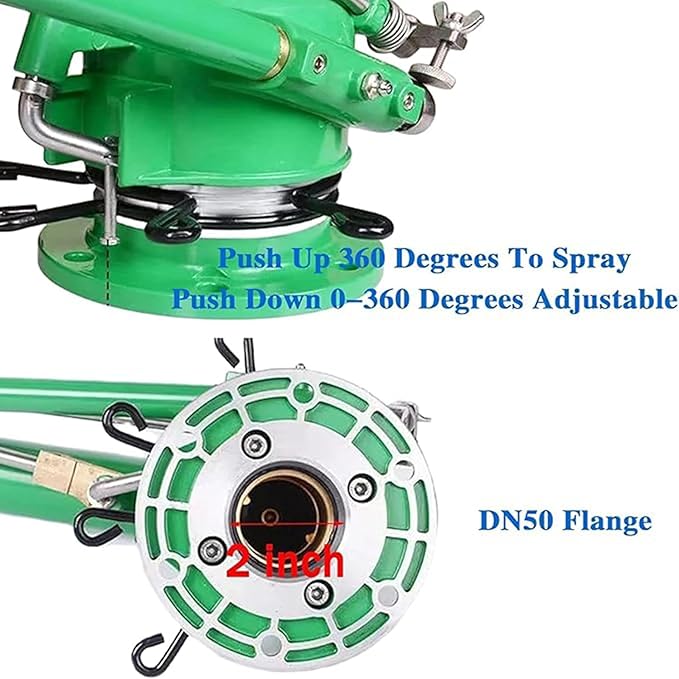 Impact Water Sprinkler for Farms Orchards, Agriculture Irrigation Spray Sprinkler, Adjustable Speed and Angle, 360° Large Area Irrigation for Farms Orchards Tea Gardens