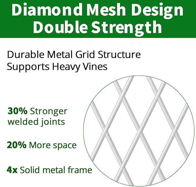 AMAGABELI GARDEN & HOME 2 Pack 47” x 16” Garden Trellis for Climbing Plants Outdoor White Trellis for Climbing Roses Vines Vegetables Metal Trellis for Ivy Cucumbers
