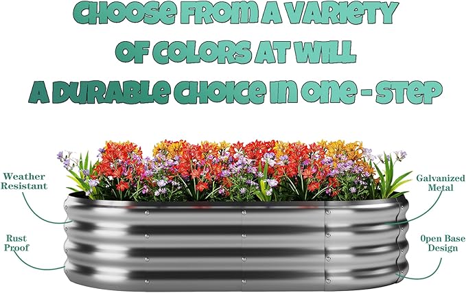Galvanized Metal Planter Raised Garden Bed Kit for Gardening Outdoor Garden Box Raised Flower Bed 2PC Blue 4X2X1FT