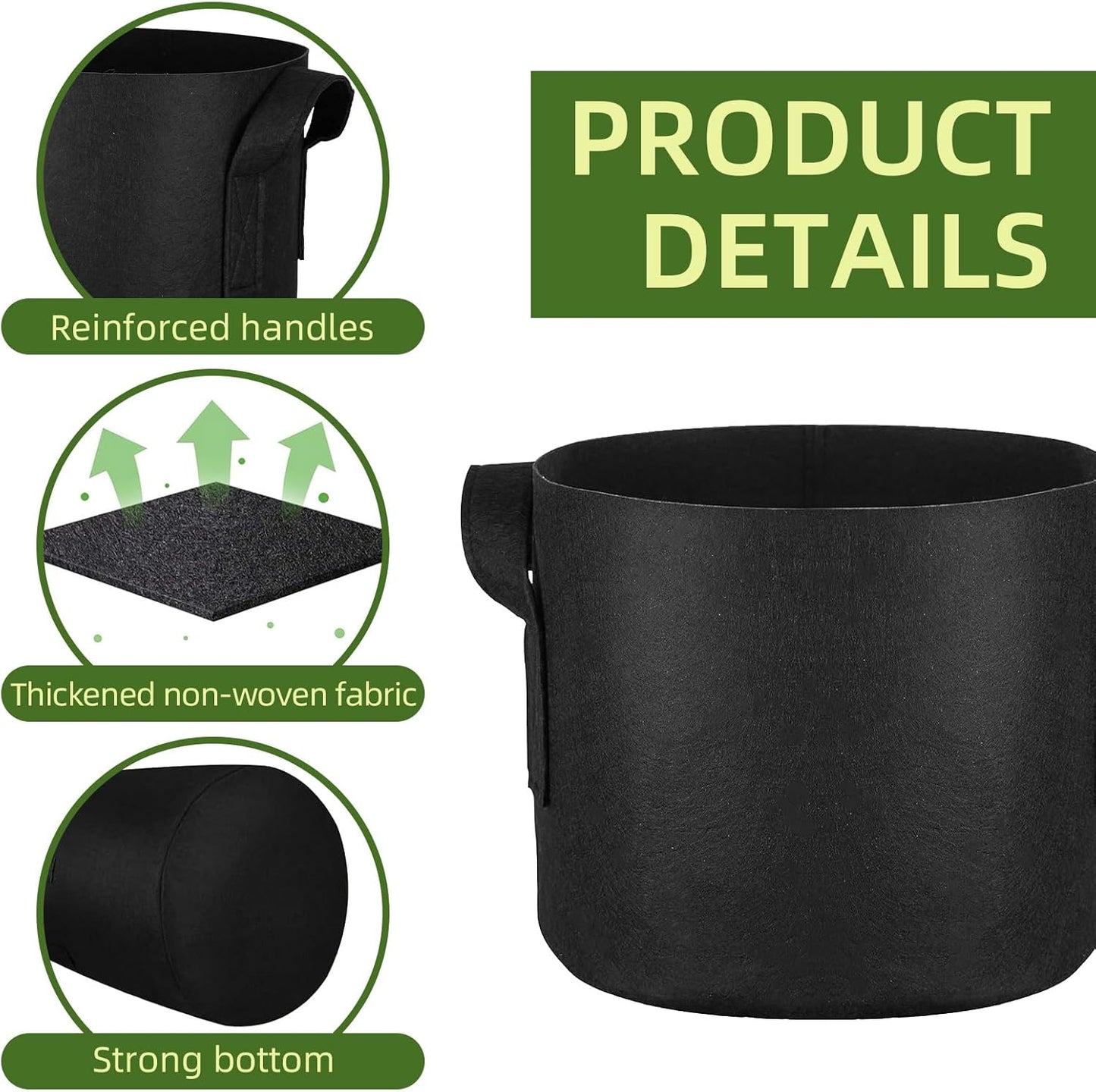 24 Pack 1 Gallon Grow Bags, Heavy Duty Thickened Aeration Fabric Pots with Handles for Vegetable/Flower/Plant