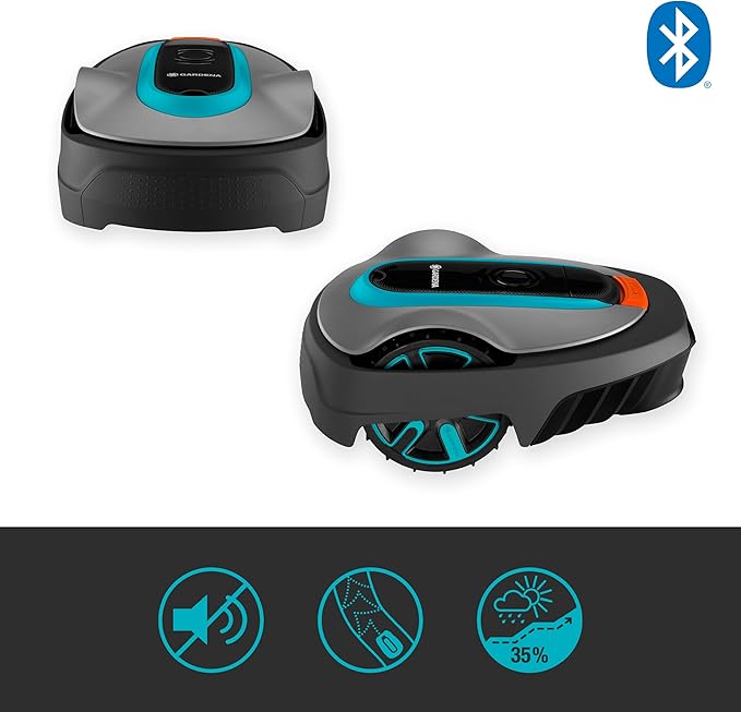 GARDENA 15010-20 SILENO Life - Automatic Robotic Lawn Mower, with Bluetooth app and Boundary Wire, The quietest in its Class, for lawns up to 16,200 Sq Ft, Made in Europe, Grey