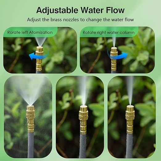 66 FT Drip Irrigation System - Double-Head 360° Adjustable Garden Watering System with 40 Spray Nozzles, Garden Atomizing Misting System & Irrigation System for Garden, Greenhouse, Yard, Lawn, Plants