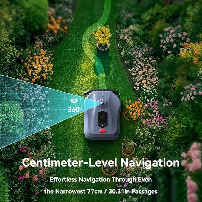 Neomow X SE Robot Lawn Mower Perimeter Wire Free for 0.75 Acre 3D LiDAR SLAM+Vision Mapping Robotic Lawnmower with 4G, No RTK Station Required, AI Accurate Obstacle Avoidance, App Control, Anti-Theft