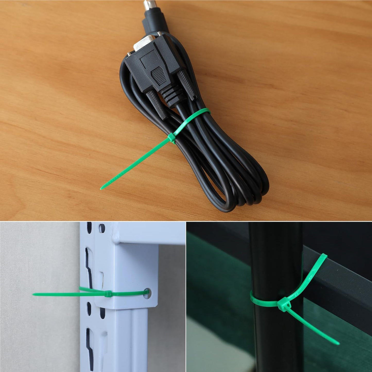 10 Inch Green Nylon Garden Zip Ties, 100 Pcs