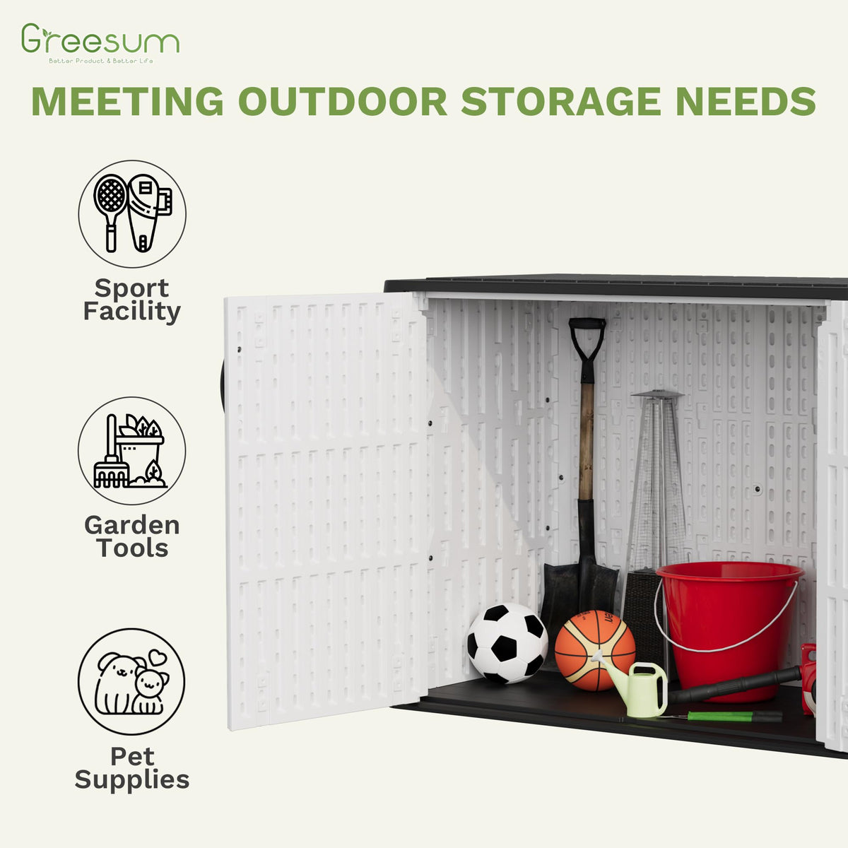 26 Cuft Outdoor Storage Box with Lockable Doors (26 Cuft / White)