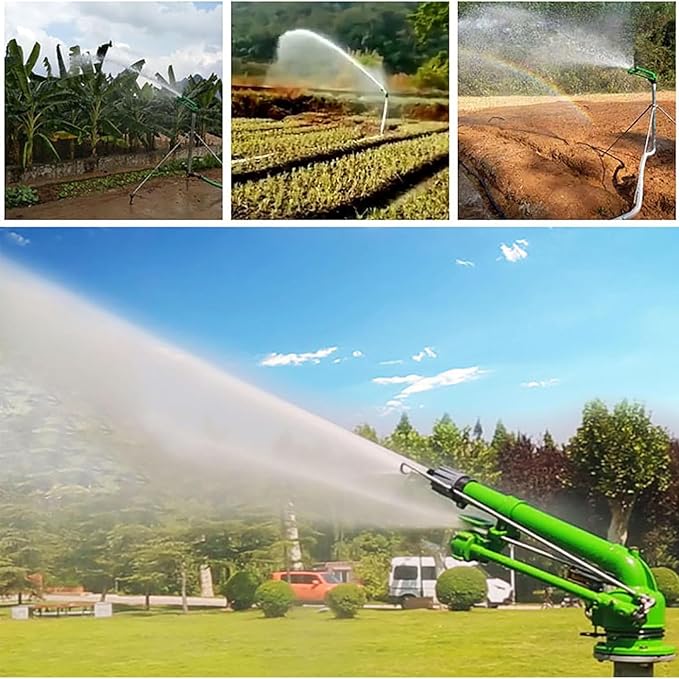 Farm Irrigation Sprinkler, 360° Large-Area Watering Spray with Replacement Nozzle Set, Ideal for Farms, Orchards, and Tea Gardens