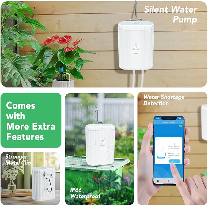 Automatic Plant Watering Devices for Indoor/Outdoor, GreenVation 2.4GHz WiFi Sprinkler Timer Self Watering System for Potted Plants, Smart Auto Drip Irrigation Kit for Garden (10 Zone)
