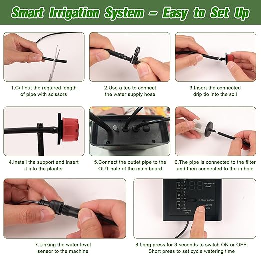 Automatic Watering System for Indoor Plants, DIY Drip Irrigation Kit with Timer for Potted Plants,Self Watering Device for Garden, Greenhouse & Vacation Plant Care (10 pots, Adjustable dripper)