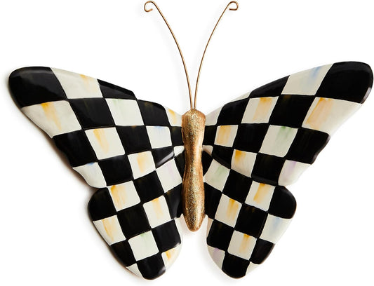 MACKENZIE-CHILDS Pot Climber, Decorative Flowerpot Hanger, Indoor and Outdoor Planter Hanging Decor, Courtly Check Butterfly